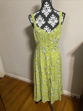 Abercrombie & Fitch Green Floral Sundress with Buttons